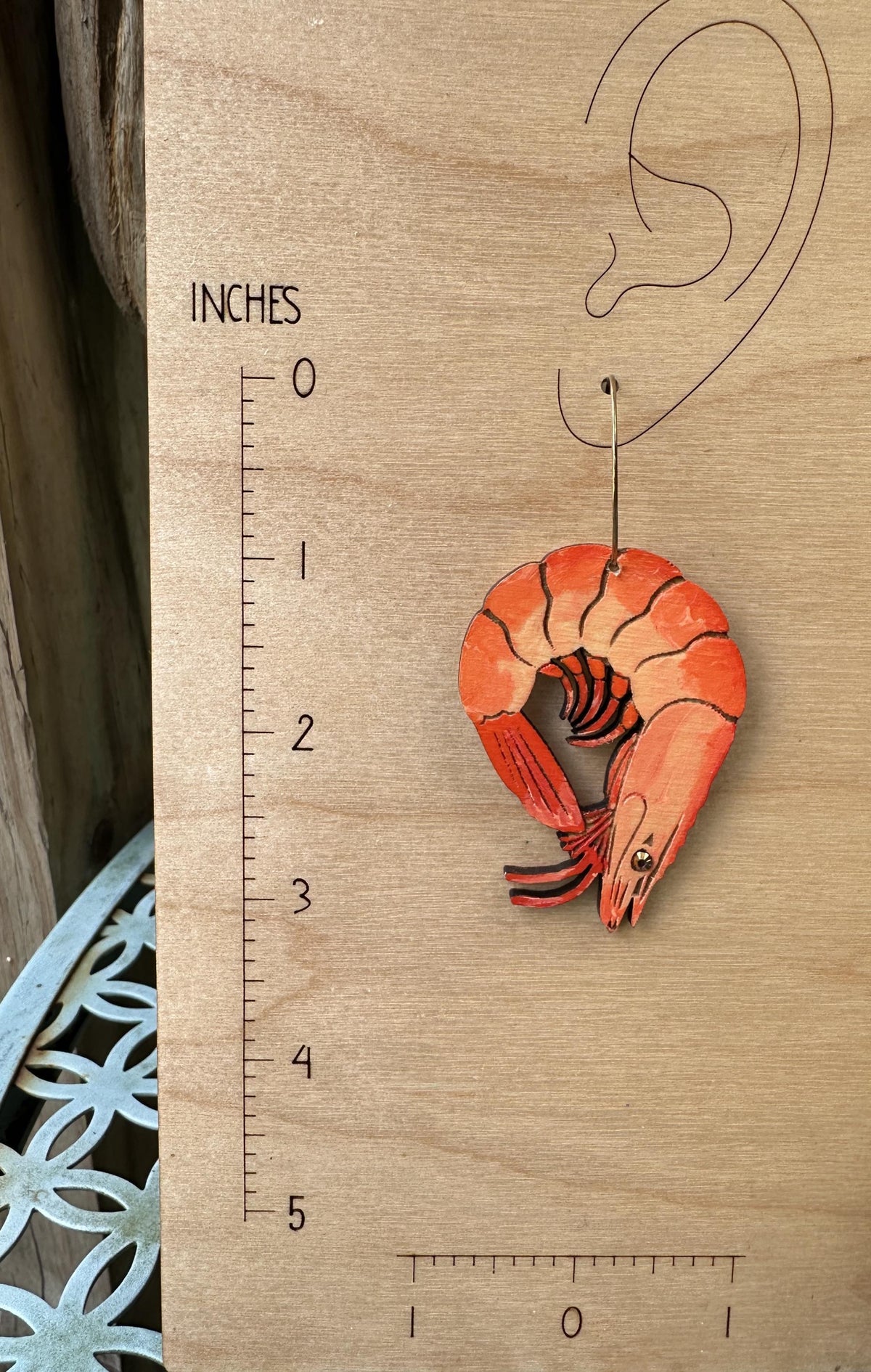 Hand-Painted Shrimp Statement Earrings