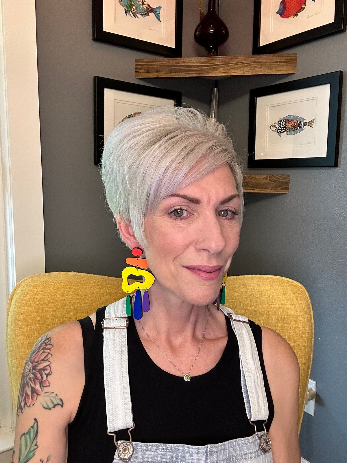 Handmade Pride Dangle Earrings: Colorful Wood Statement Jewelry