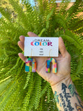 Hand Painted Wood Arch Earrings: Multicolored Mini Dangle Earrings