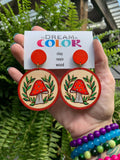 Lightweight Wood Mushroom Earrings