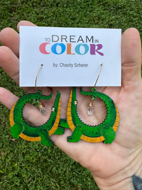 Hand Painted Alligator Earrings