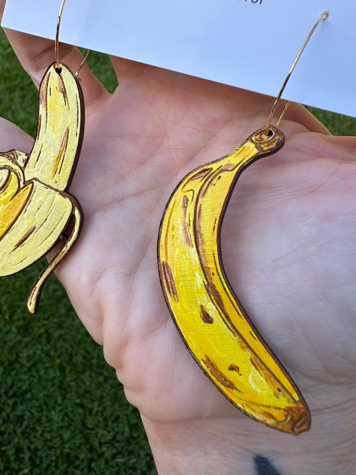 Hand-Painted Banana Statement Earrings
