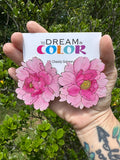 Hand-Painted Peony Statement Earrings