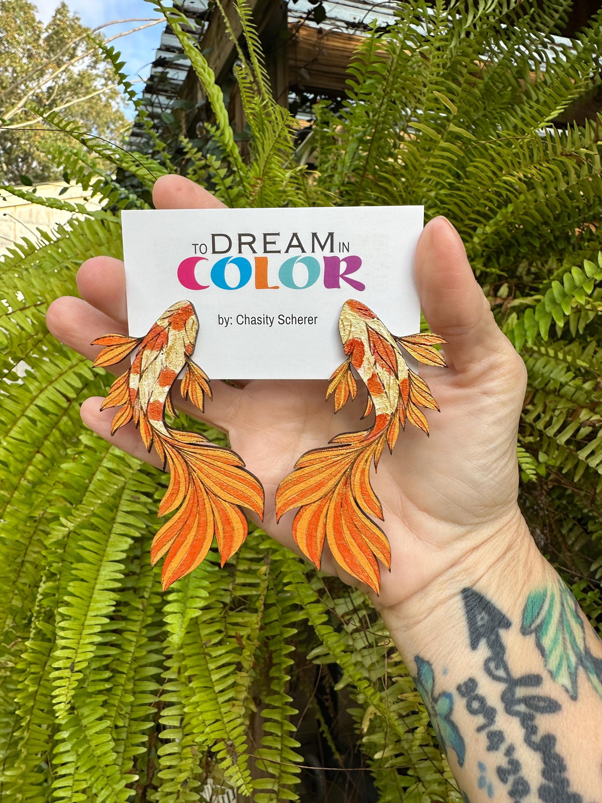 Hand-Painted Koi Fish Statement Earrings