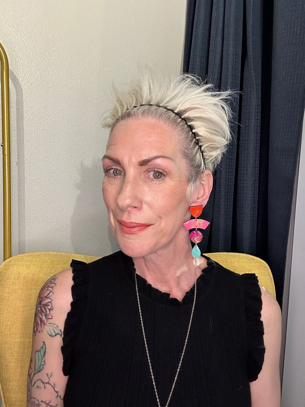 Neon 80s Geometric Earrings: Hand-Painted Wood & Resin
