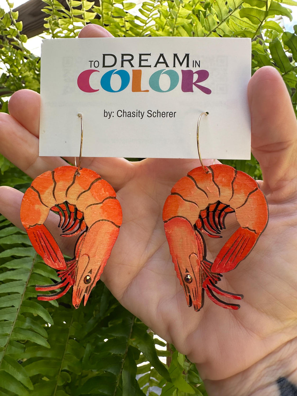 Hand-Painted Shrimp Statement Earrings