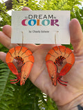 Hand-Painted Shrimp Statement Earrings
