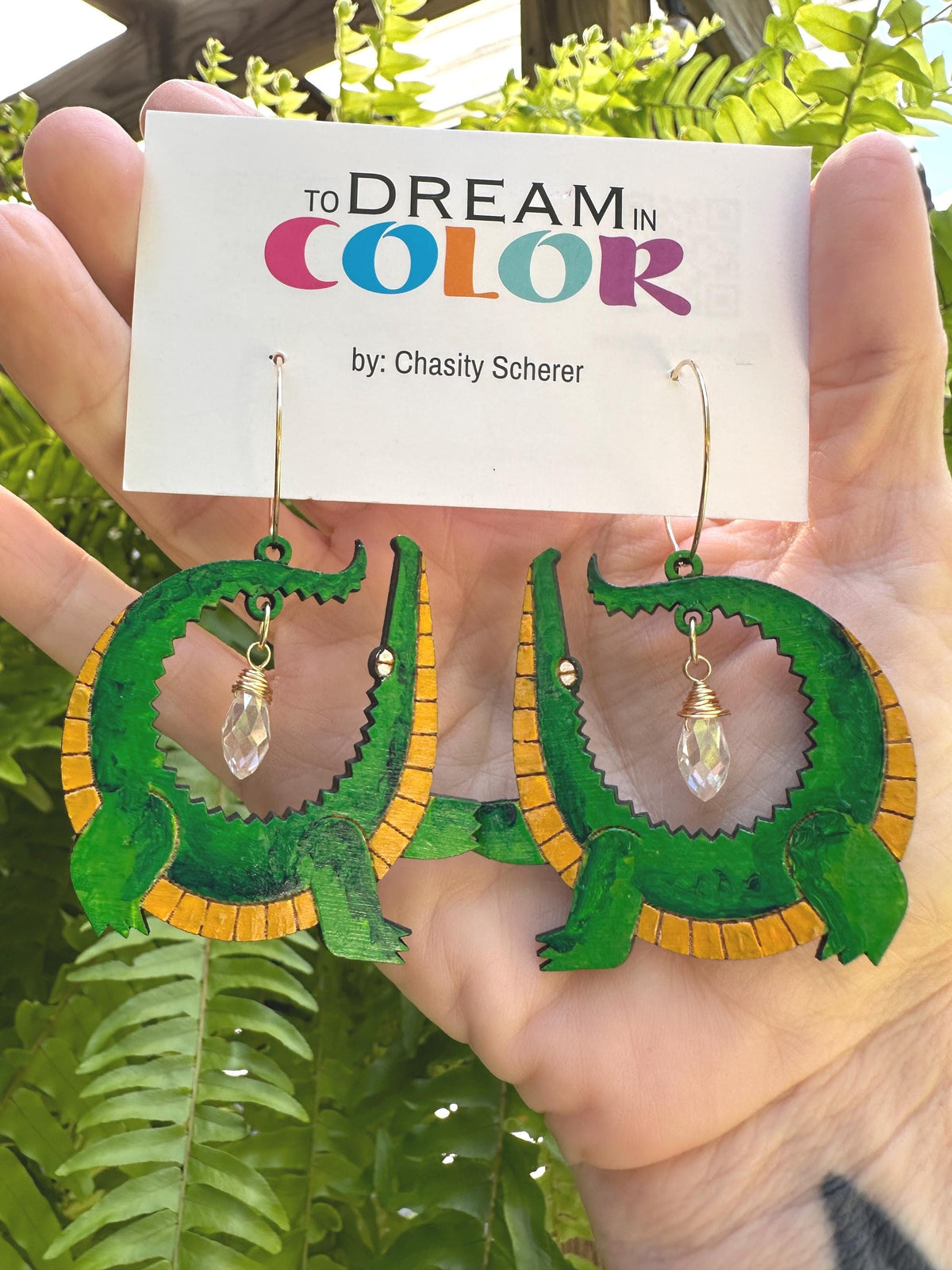 Hand Painted Alligator Earrings