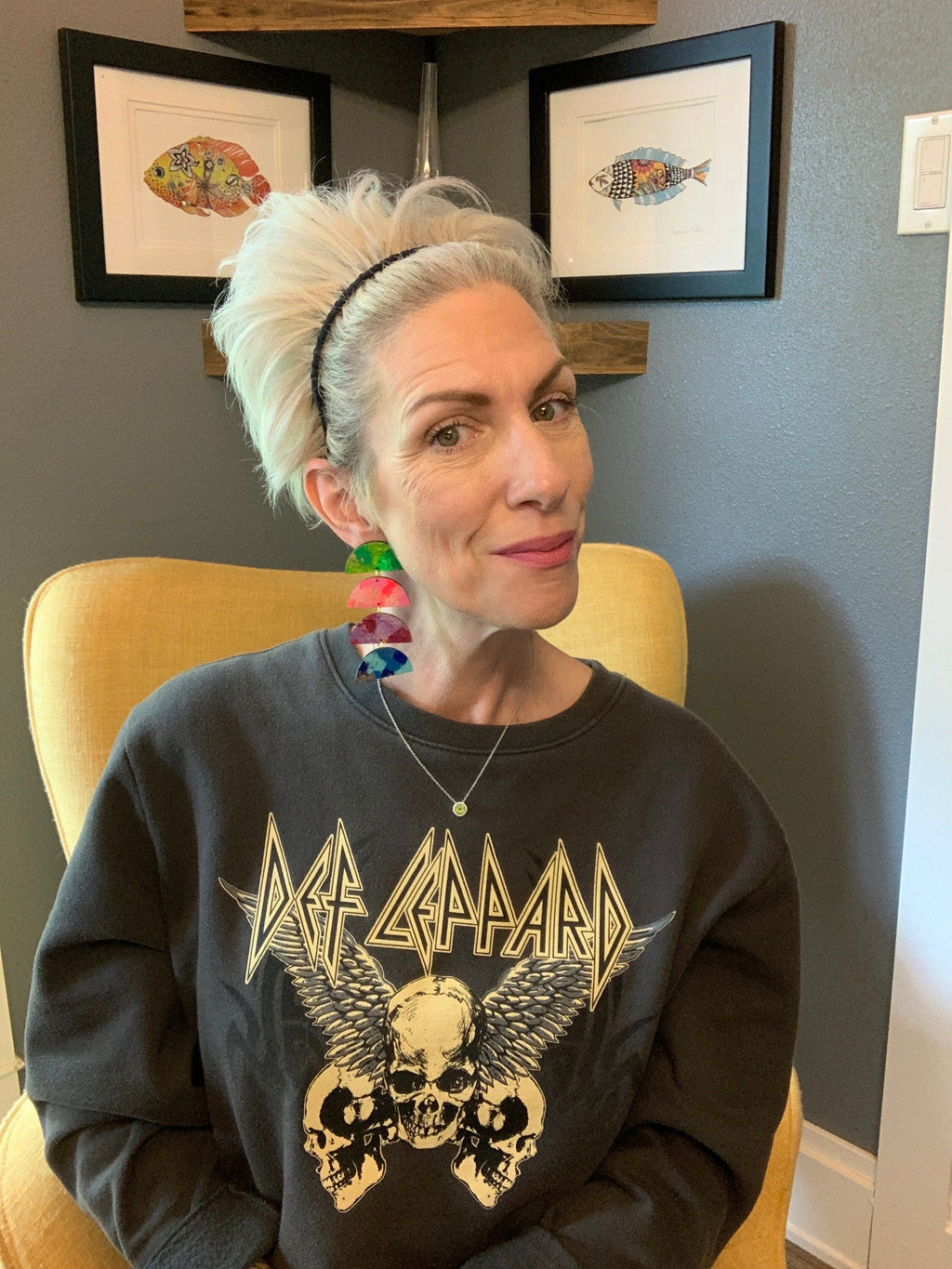 Hand-Painted Wood Dangle Earrings: Bold Multicolored Statement Jewelry
