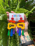 Handmade Pride Dangle Earrings: Colorful Wood Statement Jewelry