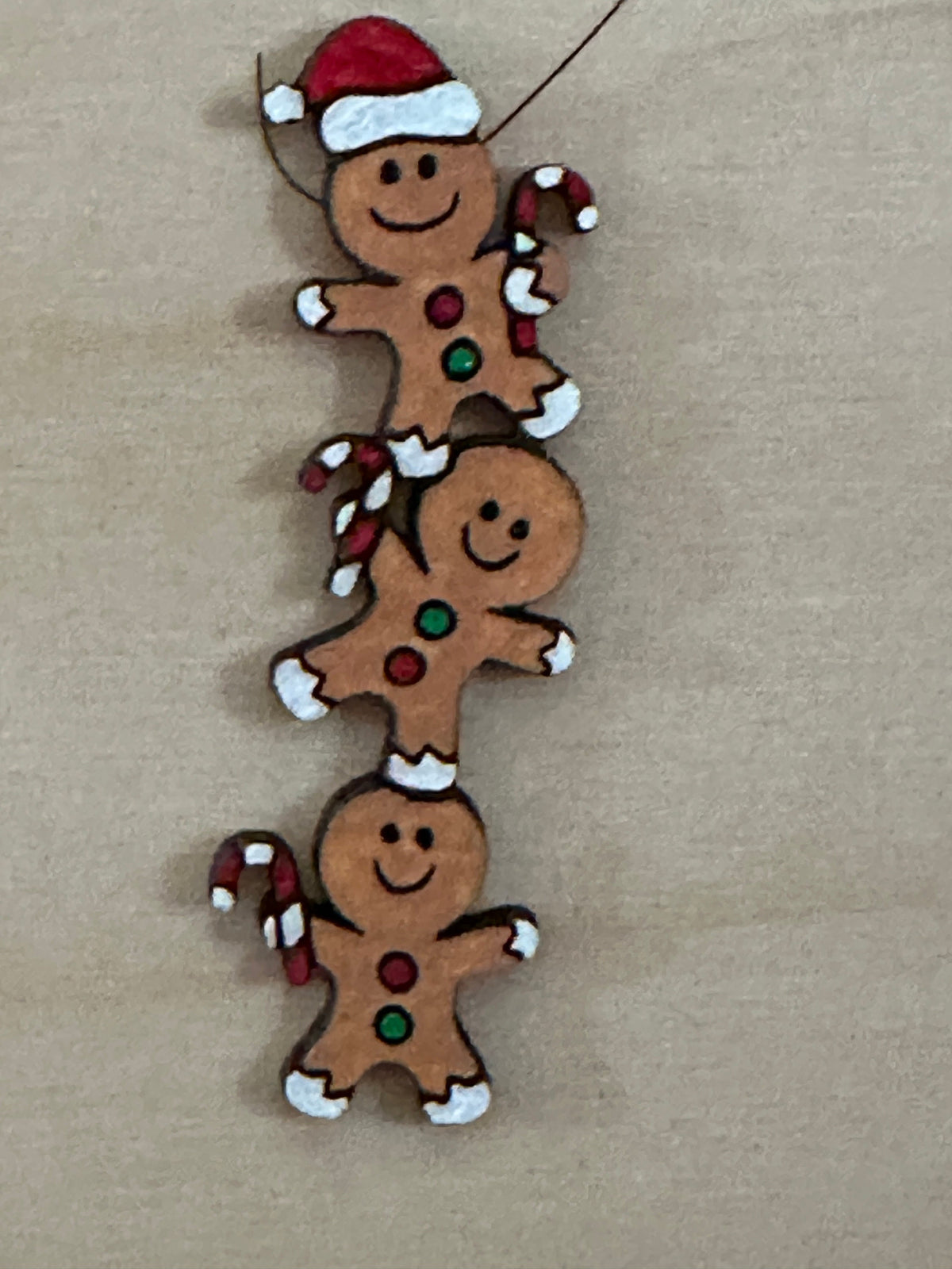 Hand-Painted Gingerbread Man Earrings: Christmas Wood Statement Jewelry