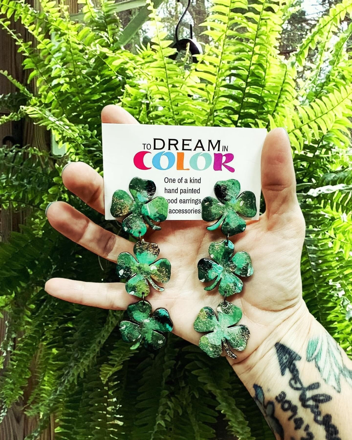 Hand Painted Shamrock Earrings