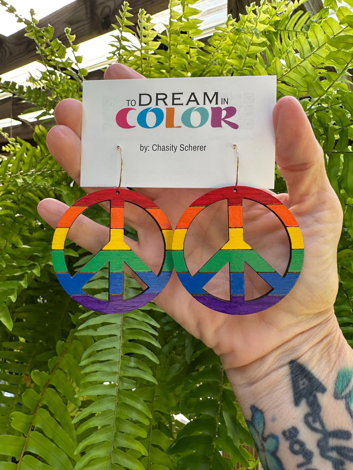 Hand-Painted Pride Peace Sign Statement Earrings