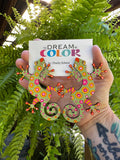 Hand-Painted Gecko Statement Earrings
