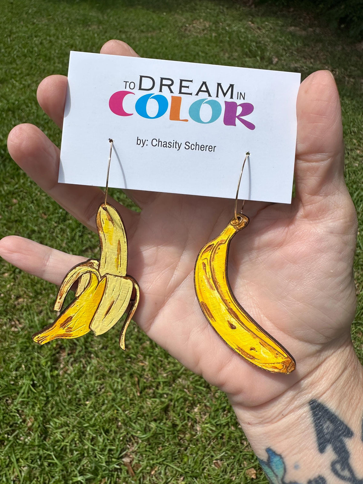 Hand-Painted Banana Statement Earrings