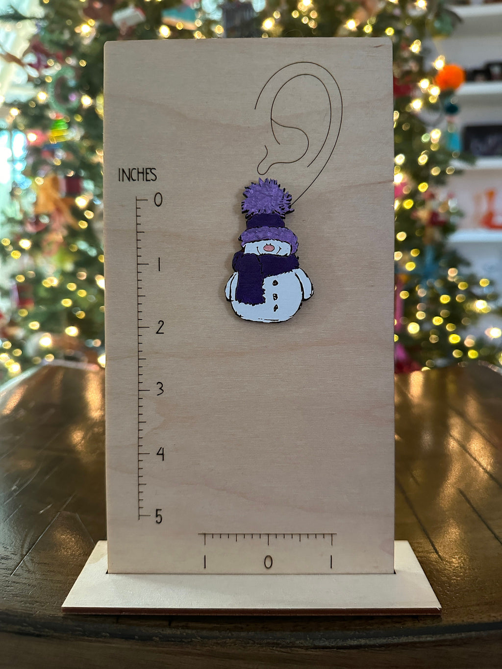 Colorful Wood Snowman Earrings