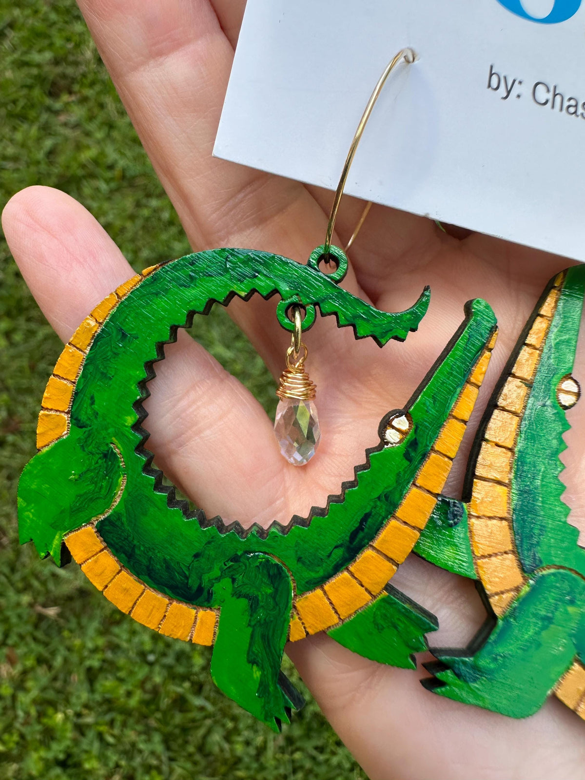 Hand Painted Alligator Earrings