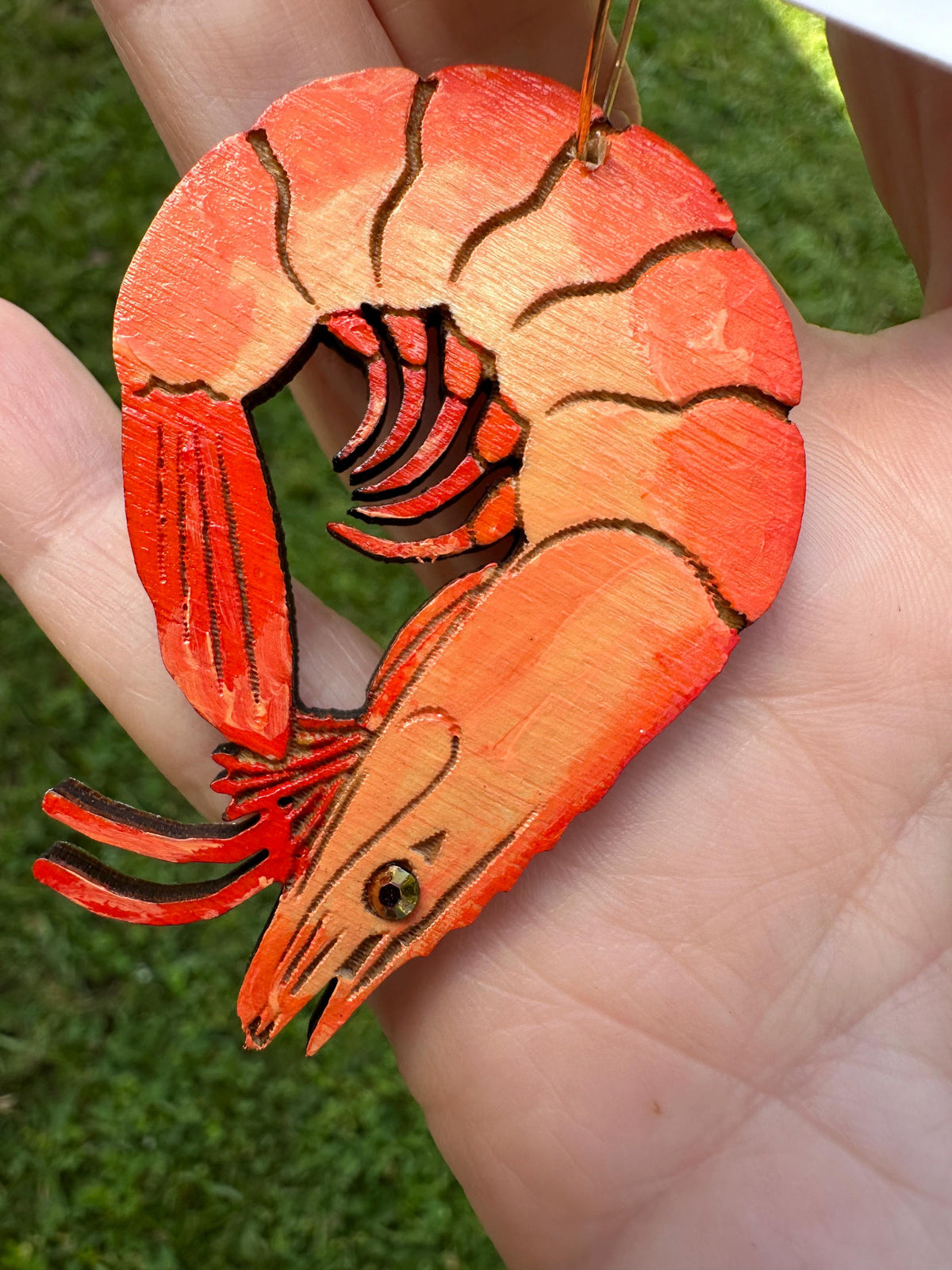 Hand-Painted Shrimp Statement Earrings