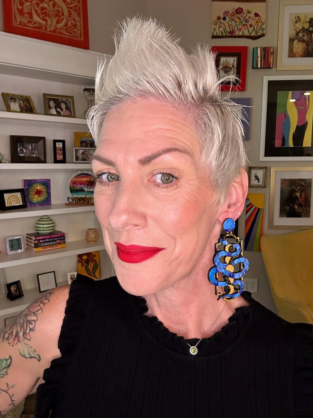 Wood Serpent Statement Earrings