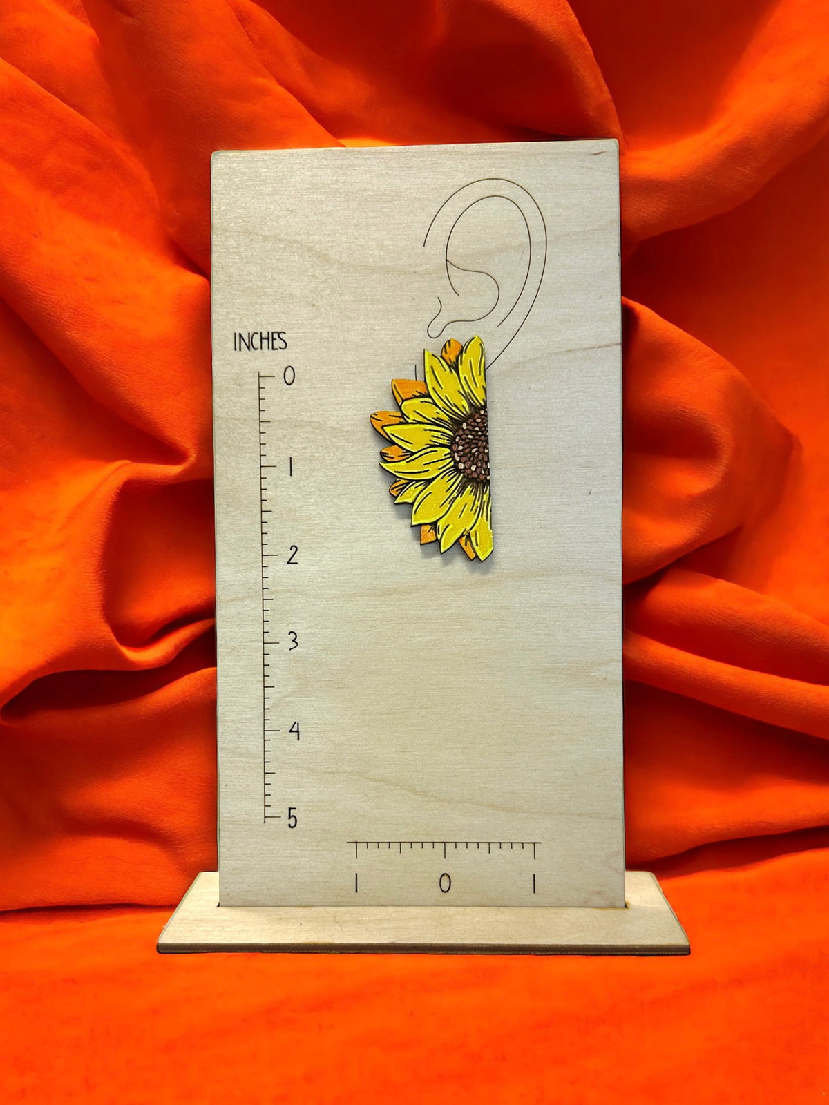 Sunflower Earrings – Hand Painted Lightweight Wood Statement Jewelry – Bright Bold