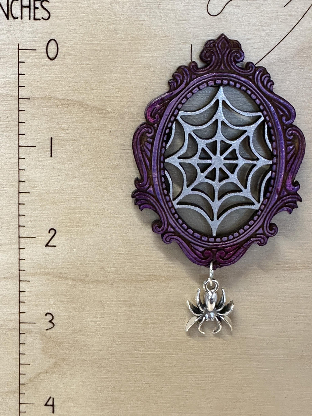 Spider Web Earrings: Hand-Painted Wood Halloween Statement Jewelry
