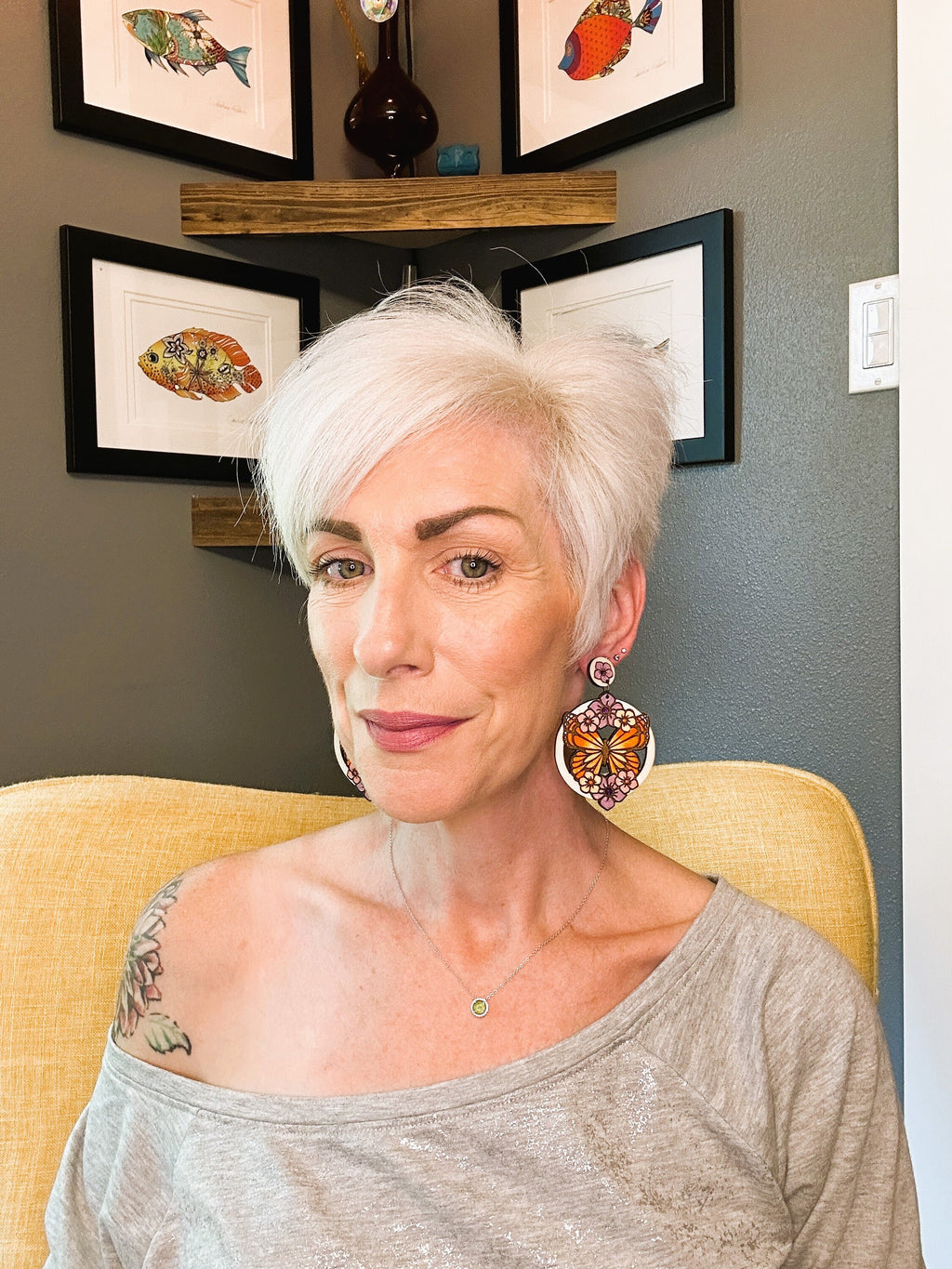 Hand Painted Butterfly Earrings, Colorful Wood Statement Jewelry, Boho Nature Accessories, Lightweight Wearable Art