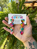 Hand-Painted Heart Dangle Earrings: Bold Laser Cut Wood