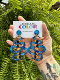 Wood Serpent Statement Earrings