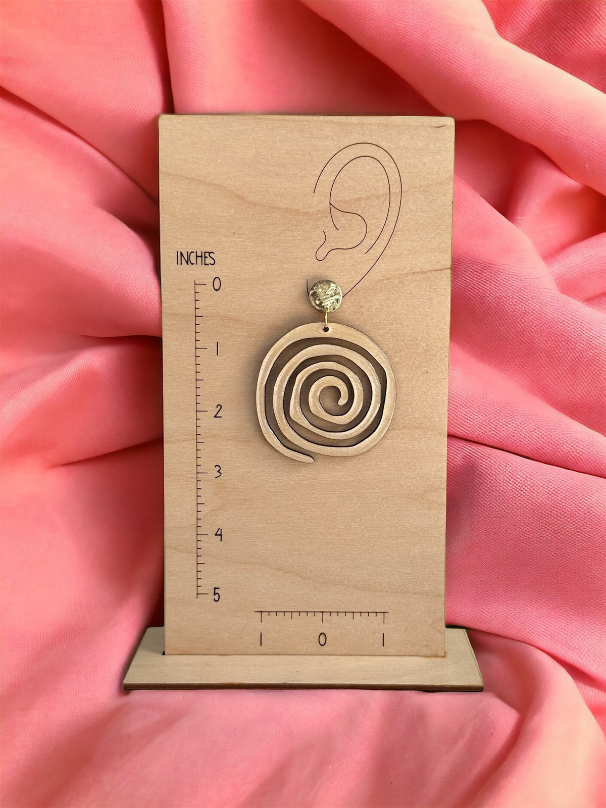 Hand-Painted Wood Spiral Earrings: Lightweight Resin-Shine Statement Jewelry