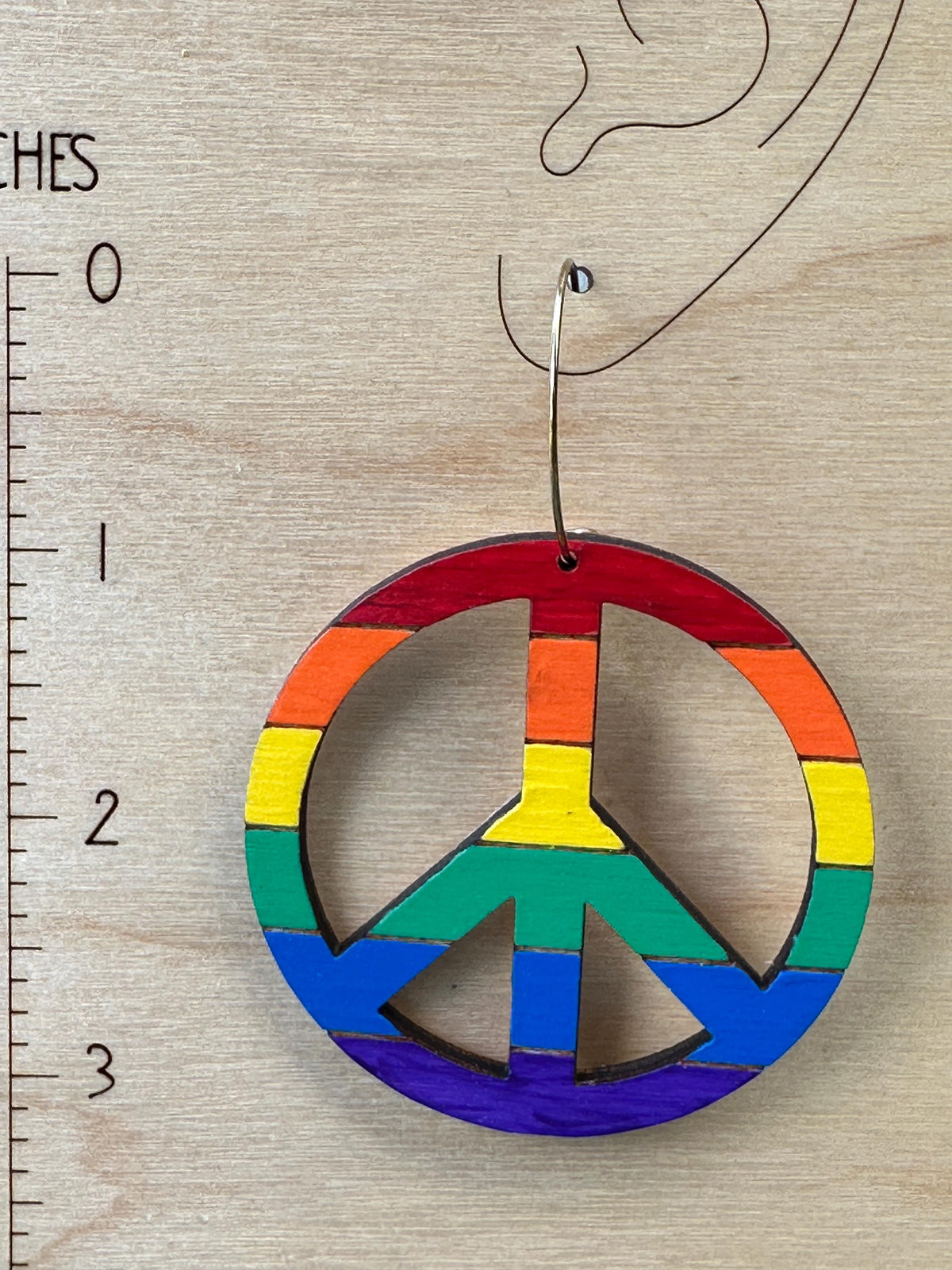 Hand-Painted Pride Peace Sign Statement Earrings