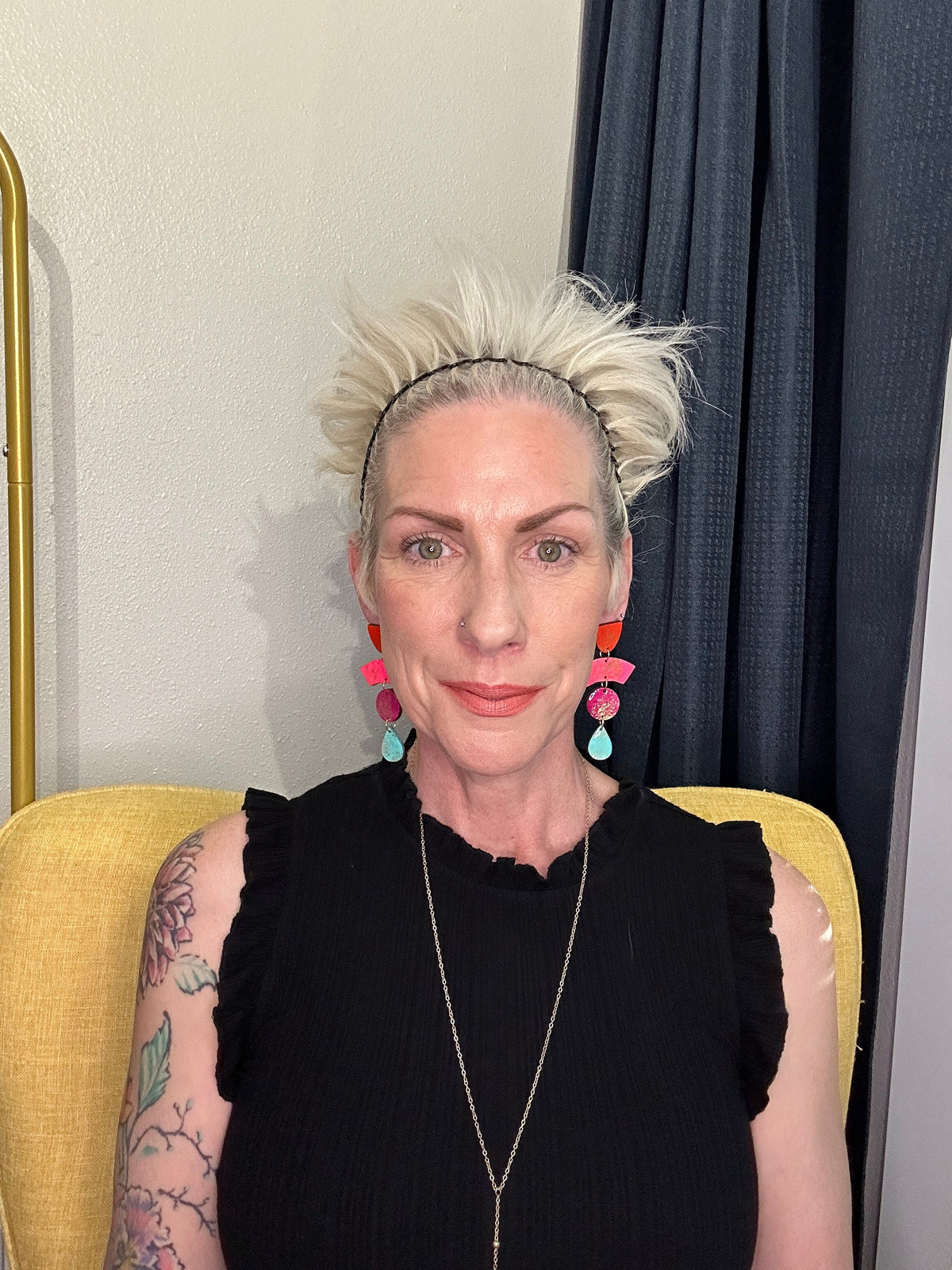 Neon 80s Geometric Earrings: Hand-Painted Wood & Resin
