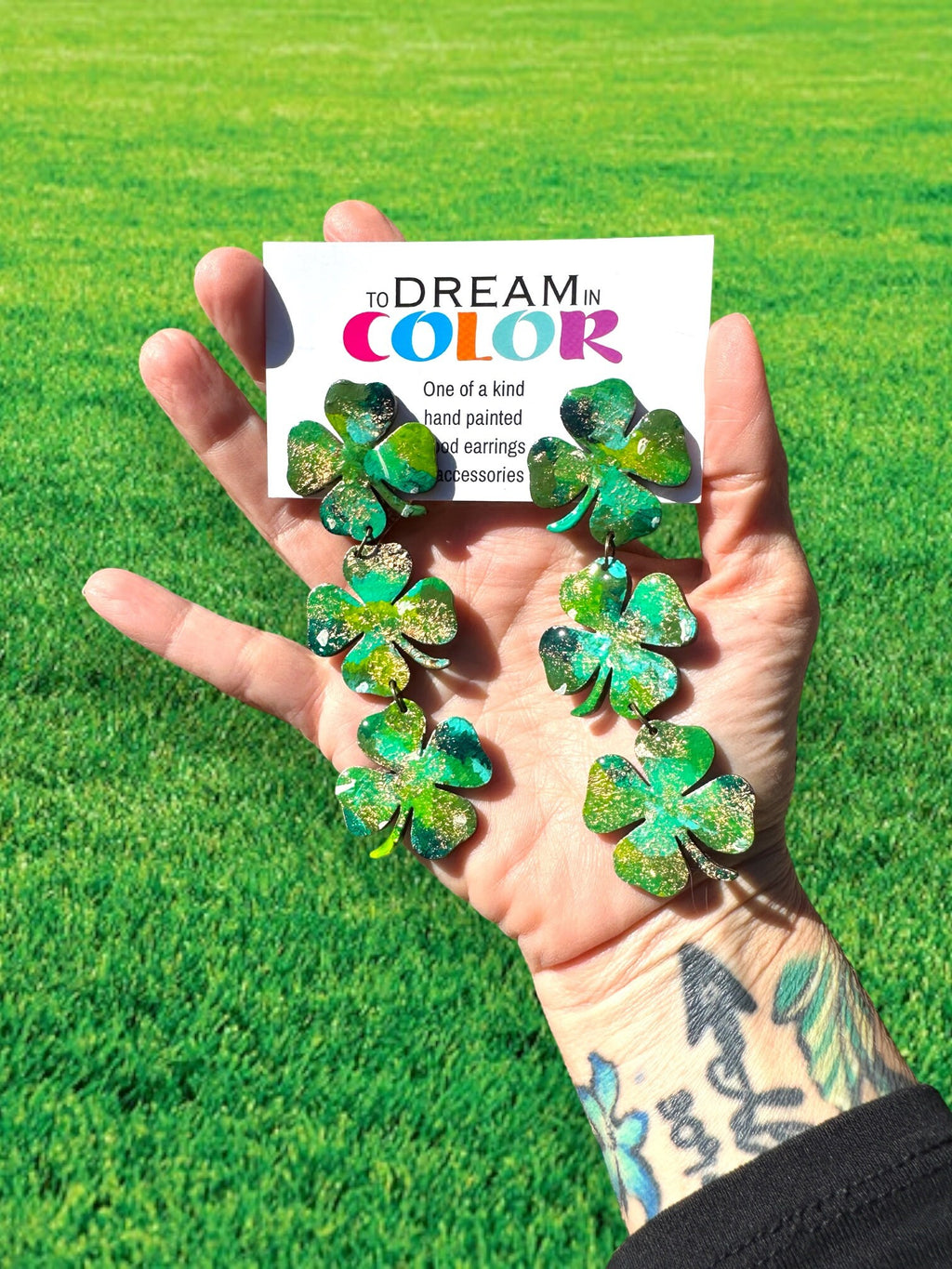 Hand Painted Shamrock Earrings