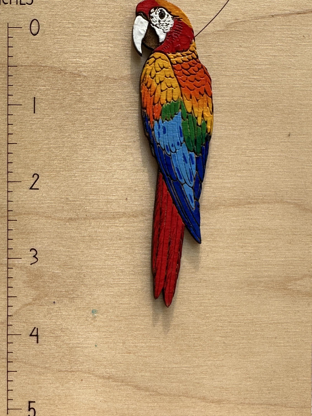 Hand-Painted Wood Parrot Earrings: Tropical Macaw Statement Jewelry
