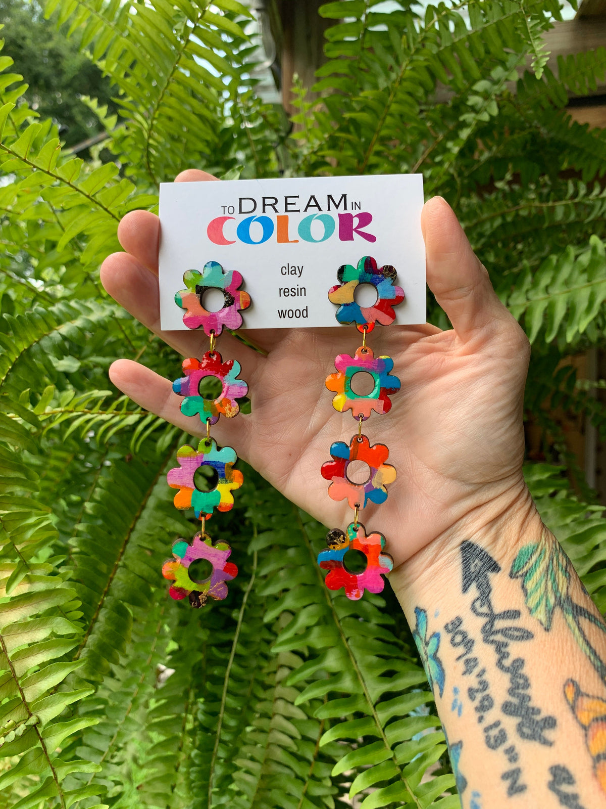 Handmade Bold Flower Earrings: Laser Cut Wood Dangle Earrings