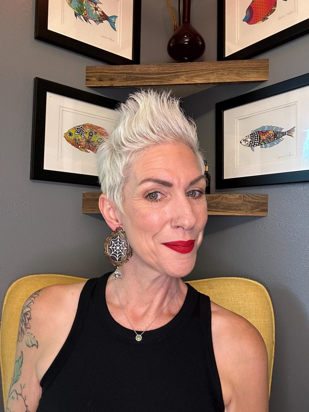 Spider Web Earrings: Hand-Painted Wood Halloween Statement Jewelry