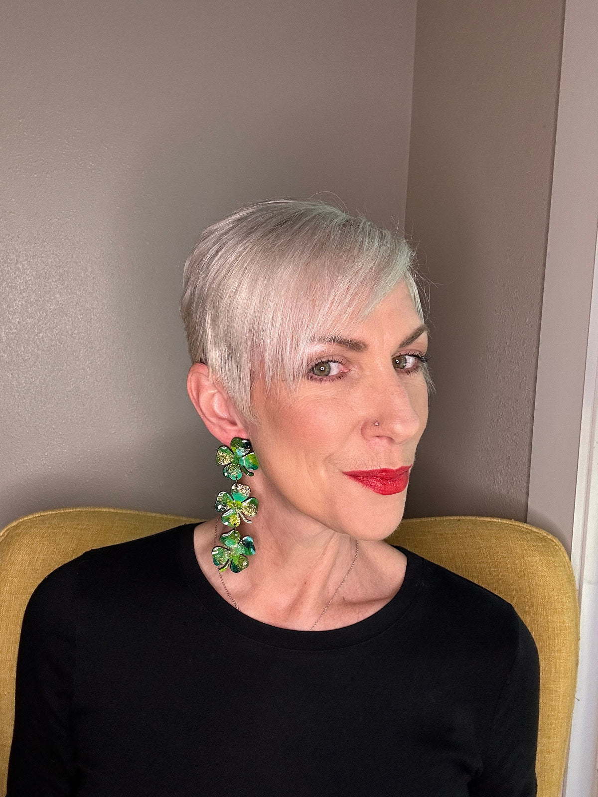 Hand Painted Shamrock Earrings