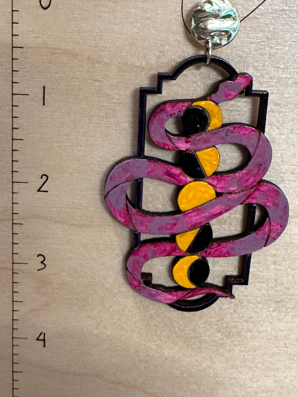 Wood Serpent Statement Earrings