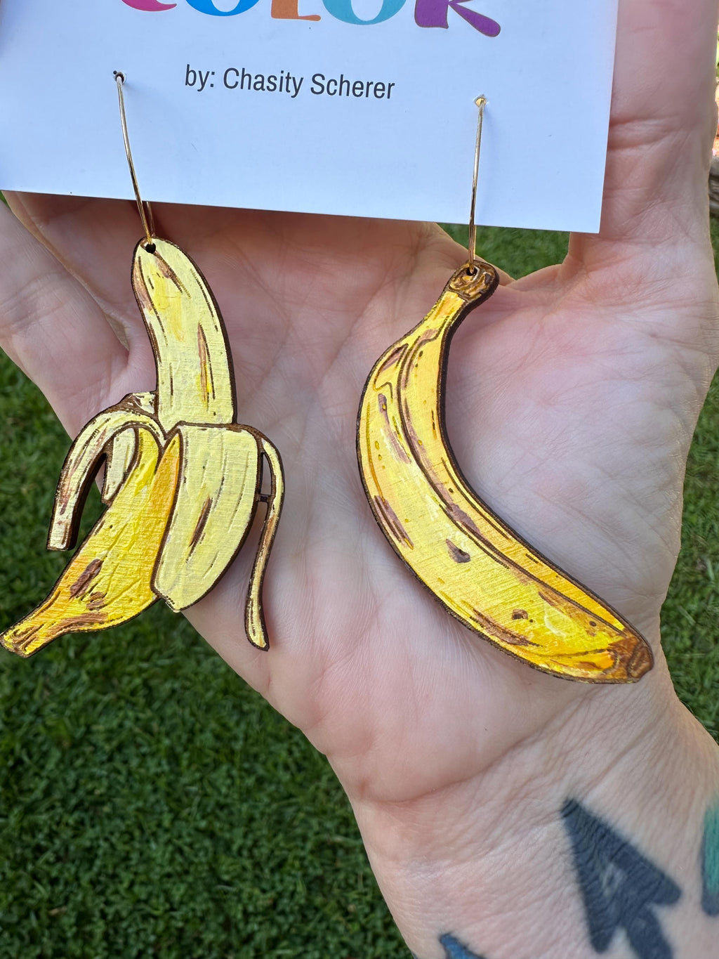 Hand-Painted Banana Statement Earrings