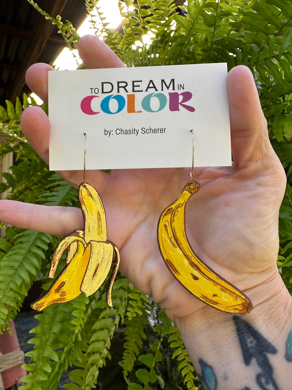 Hand-Painted Banana Statement Earrings