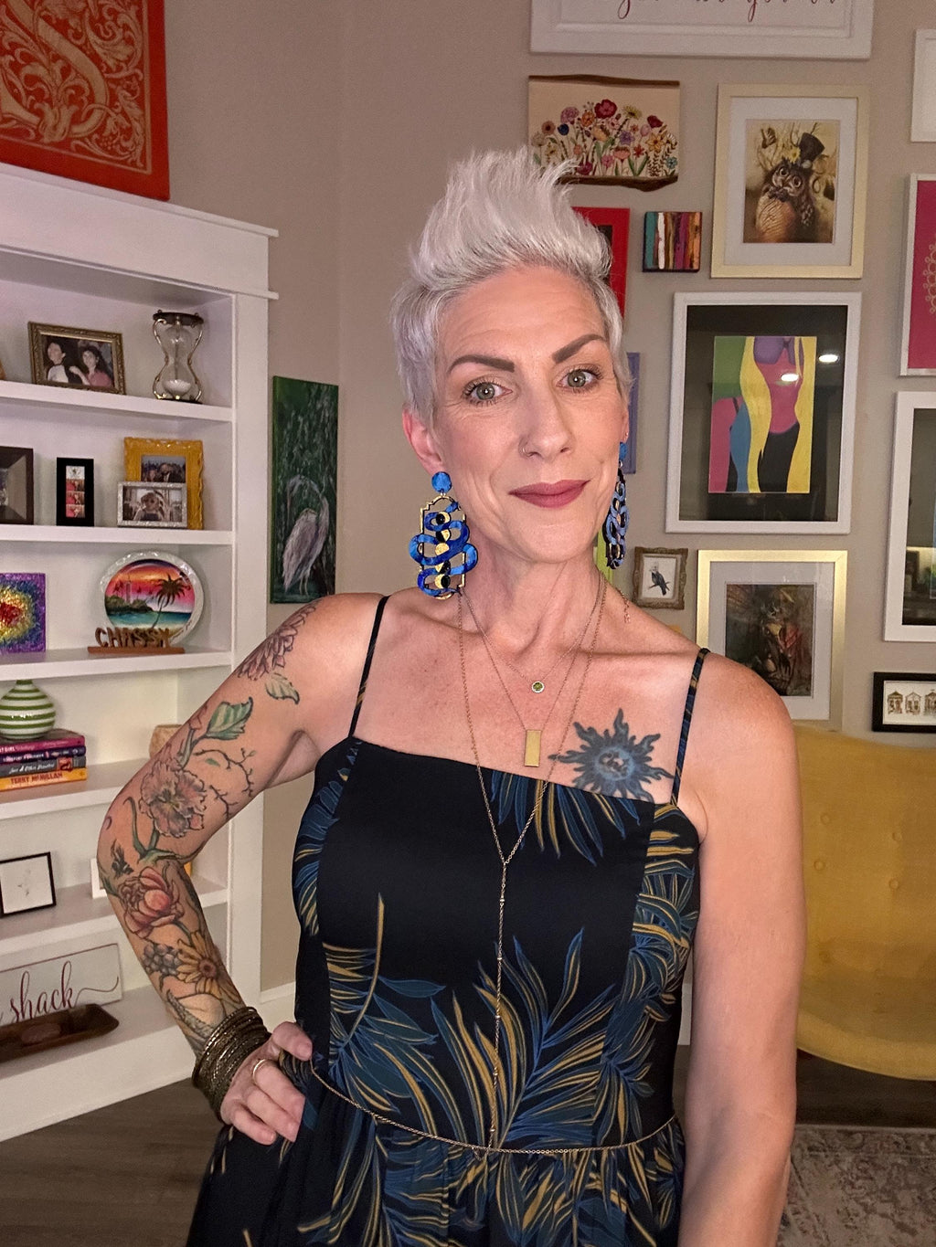 Wood Serpent Statement Earrings