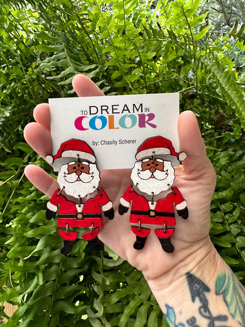 Hand Painted Santa Earrings