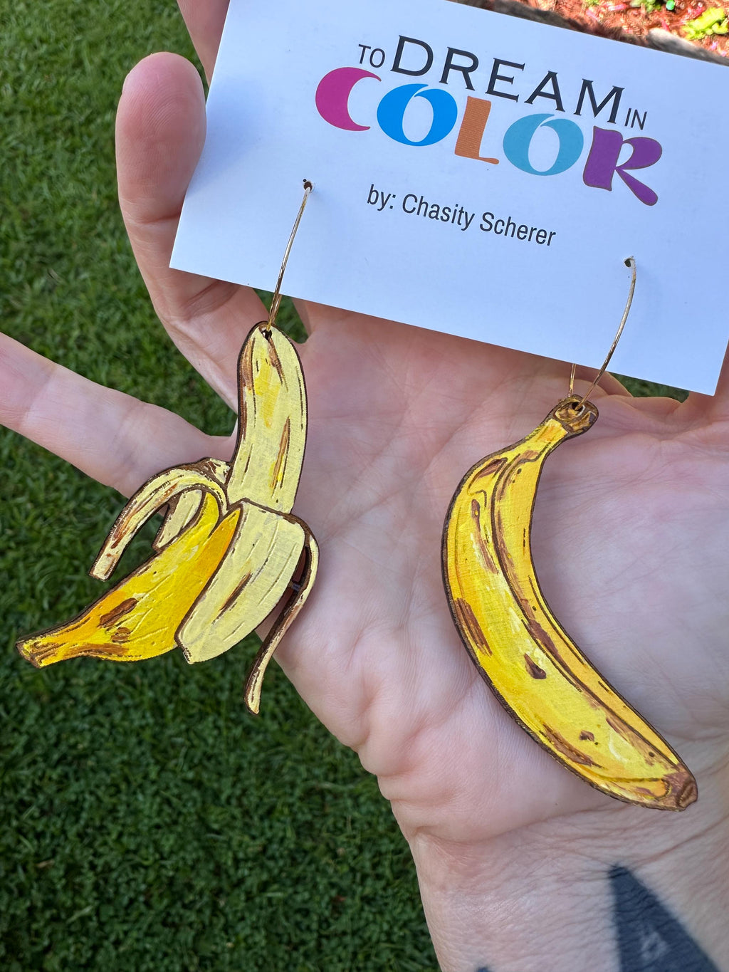 Hand-Painted Banana Statement Earrings
