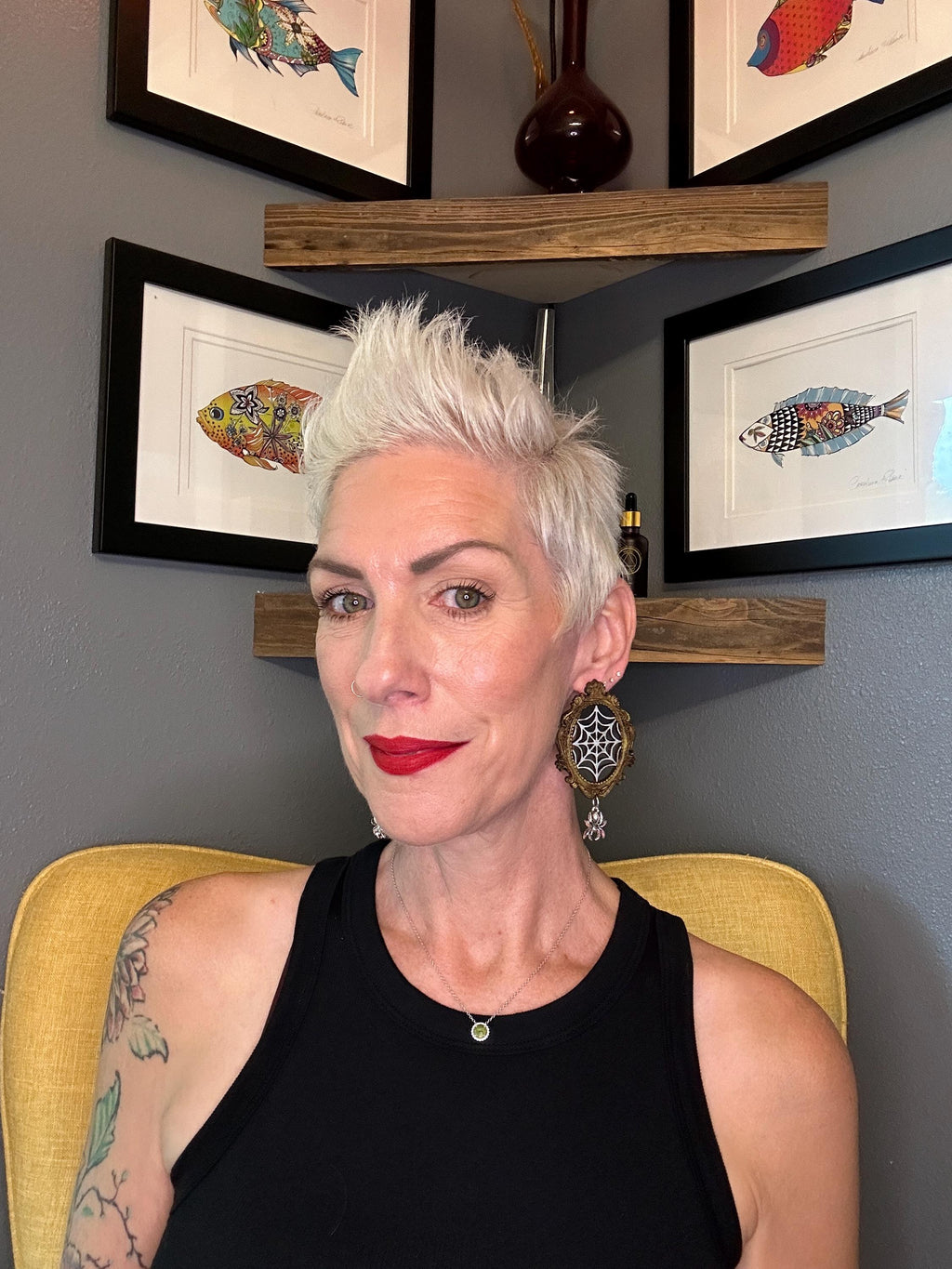 Spider Web Earrings: Hand-Painted Wood Halloween Statement Jewelry