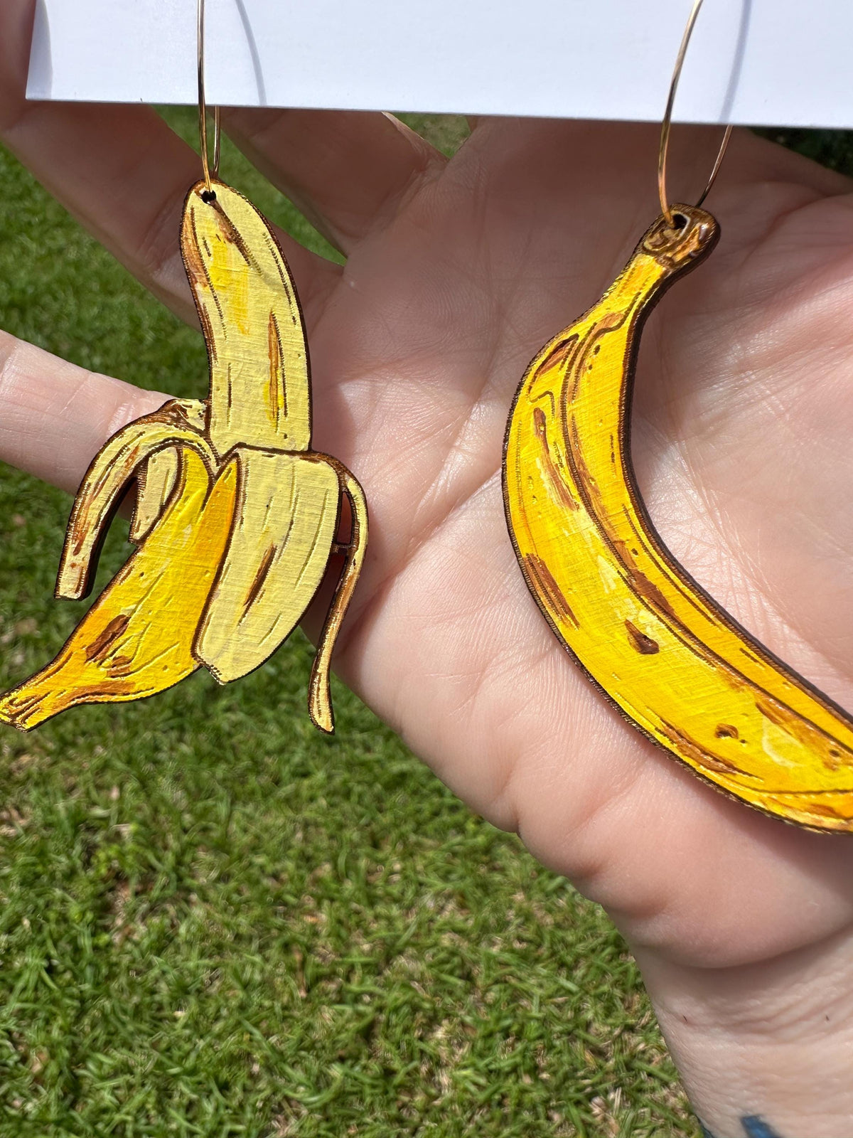Hand-Painted Banana Statement Earrings