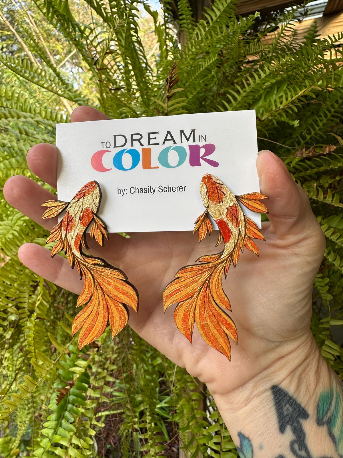 Hand-Painted Koi Fish Statement Earrings