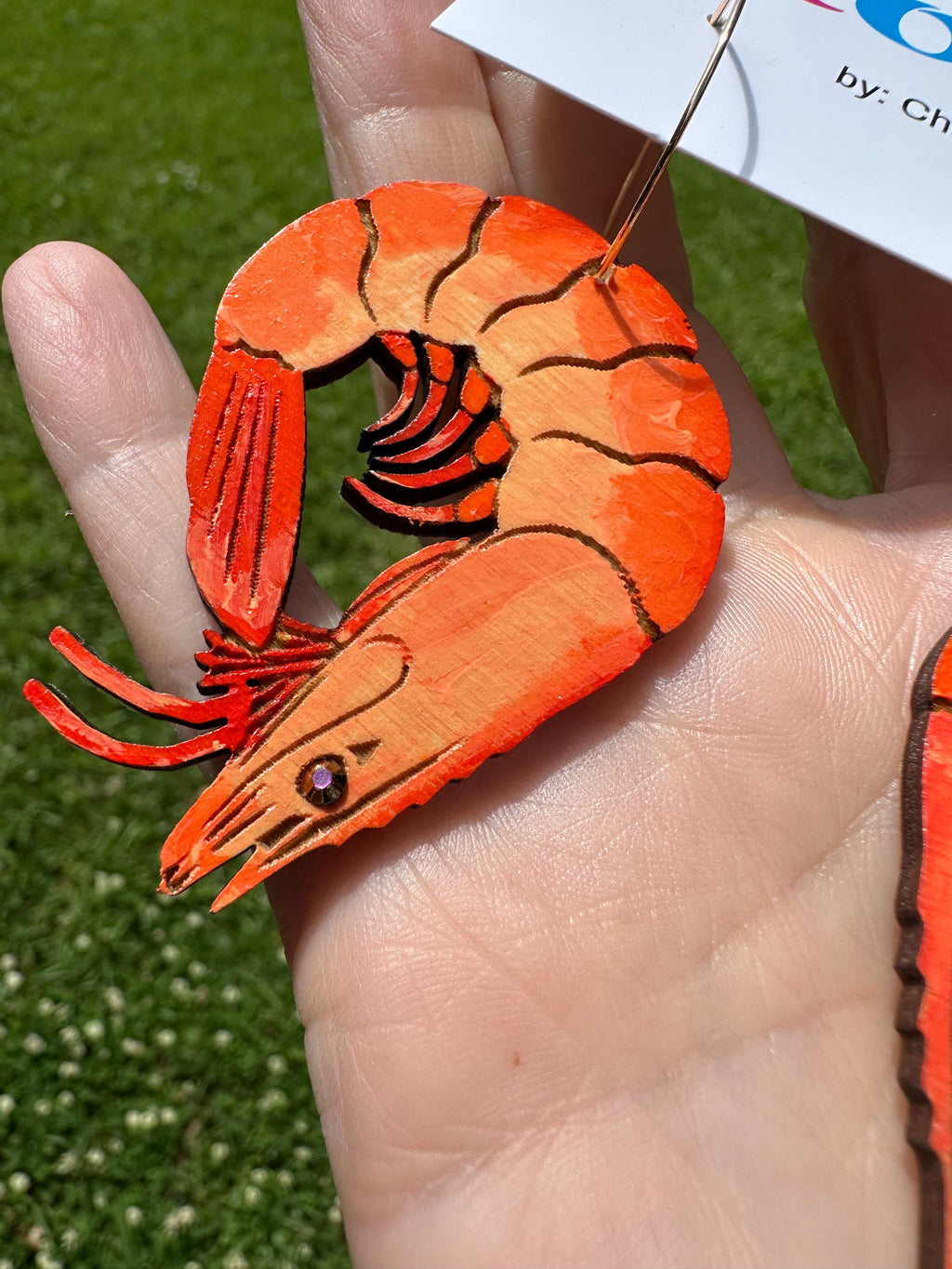 Hand-Painted Shrimp Statement Earrings