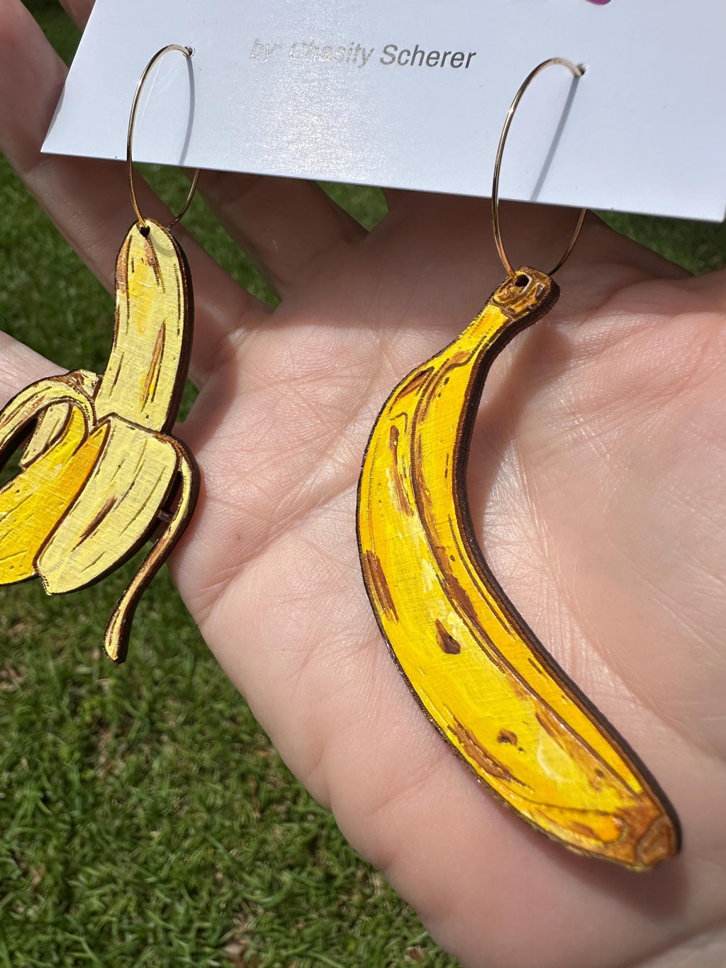 Hand-Painted Banana Statement Earrings