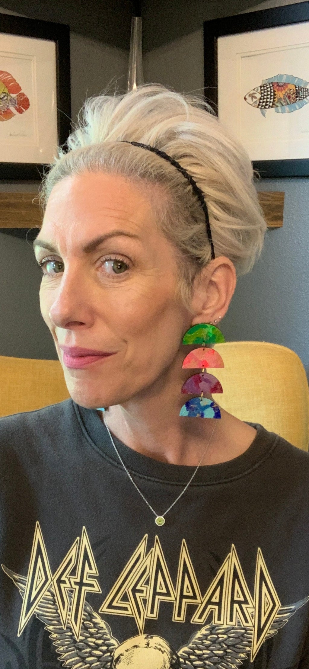 Hand-Painted Wood Dangle Earrings: Bold Multicolored Statement Jewelry