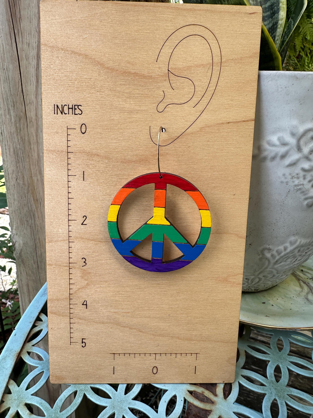 Hand-Painted Pride Peace Sign Statement Earrings