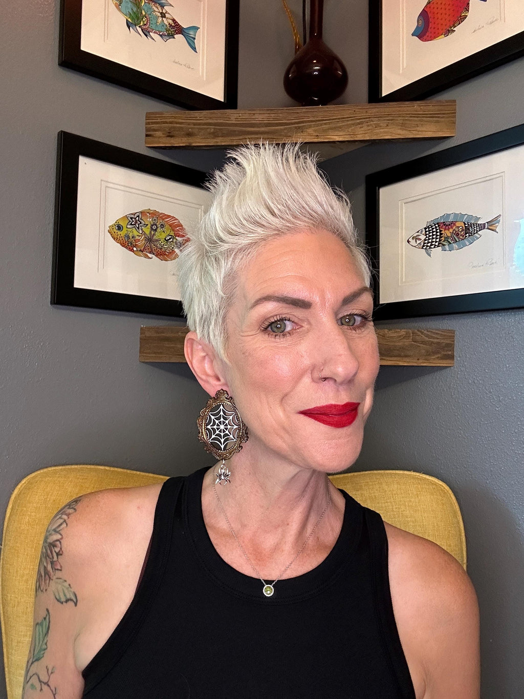 Spider Web Earrings: Hand-Painted Wood Halloween Statement Jewelry